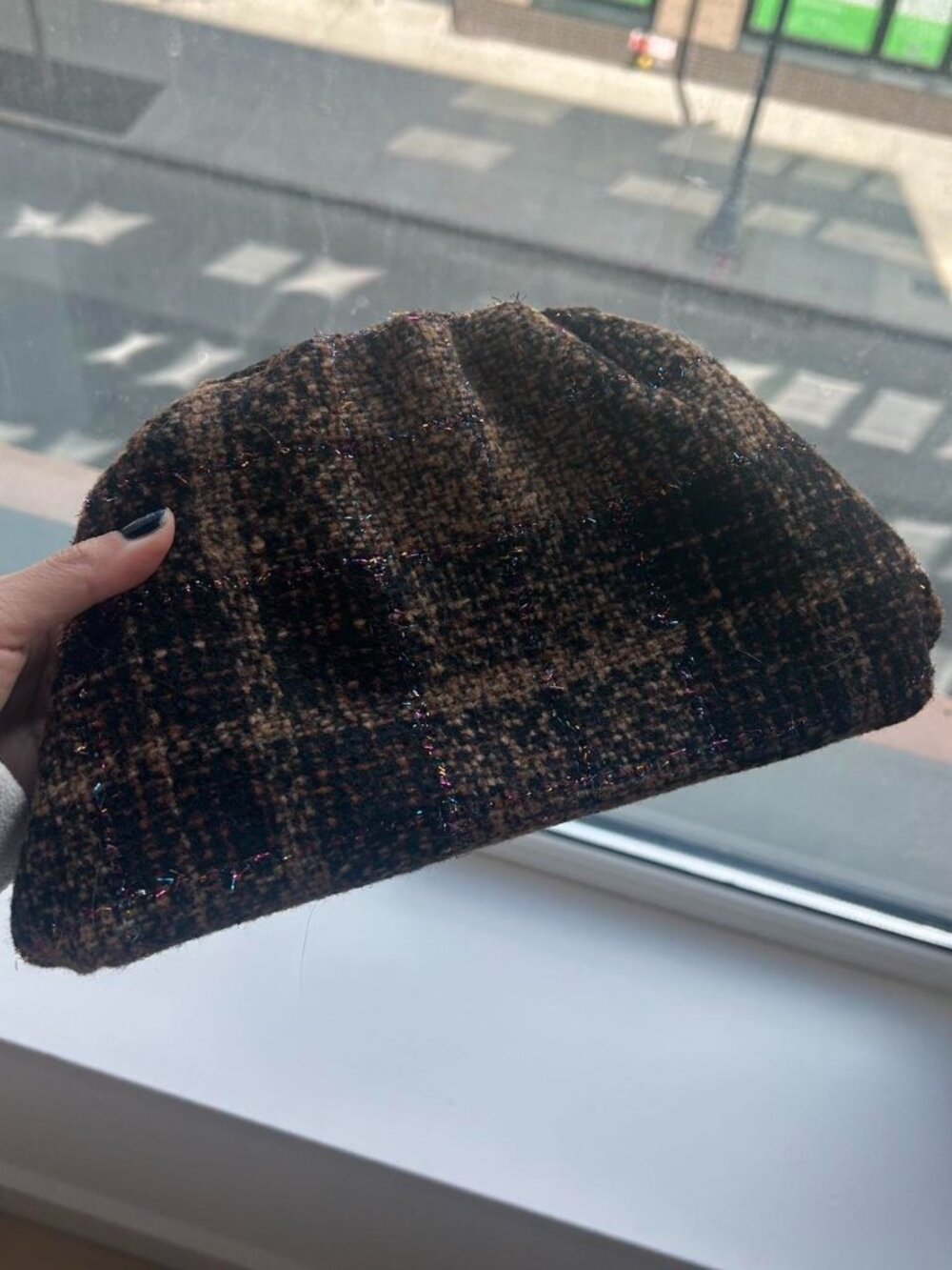 Anthropologie Frankie Mini Tweed Clutch Brown